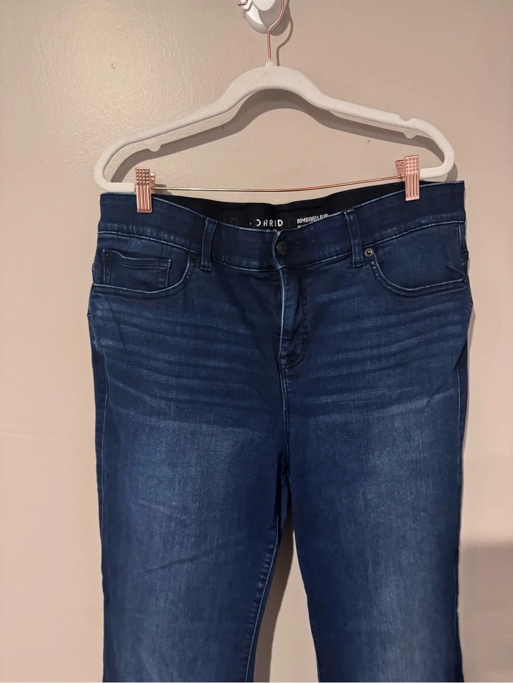Torrid Bombshell Flare Super Soft Dark Wash Denim Jeans High Rise Size 20R $90